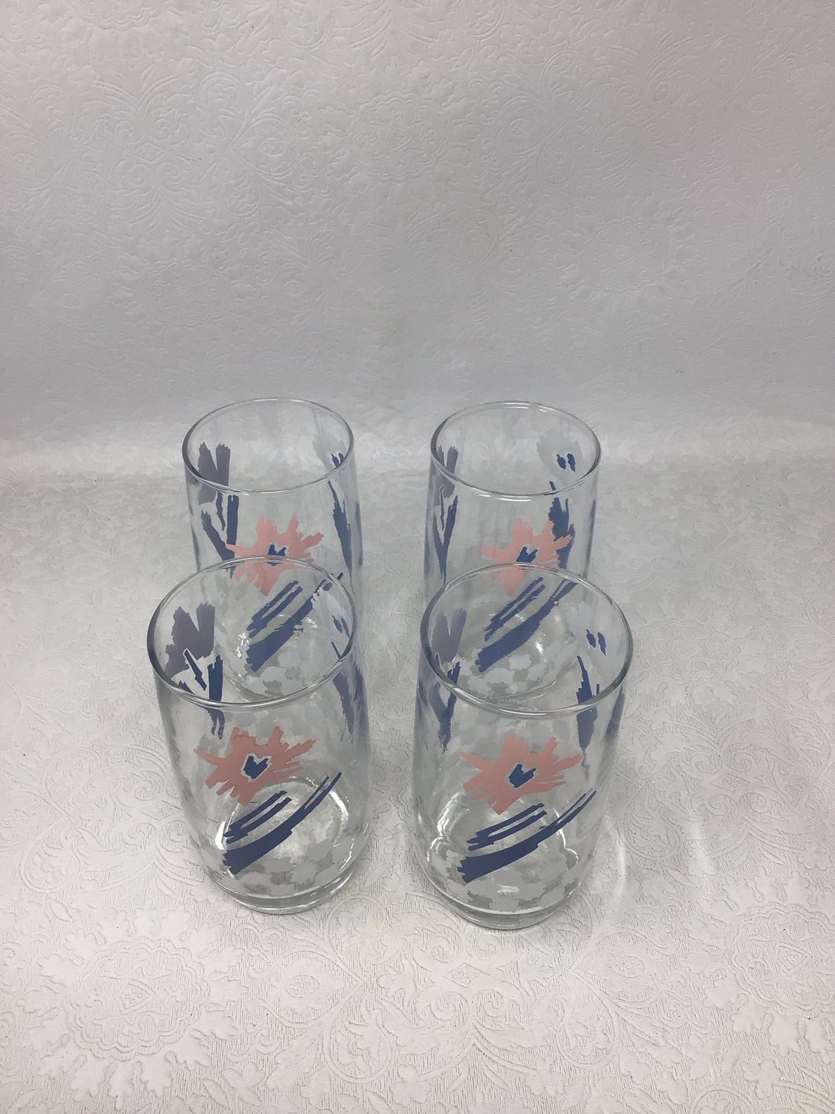 Anchor Hocking Retro Abstract Floral Glasses, Set of 4
