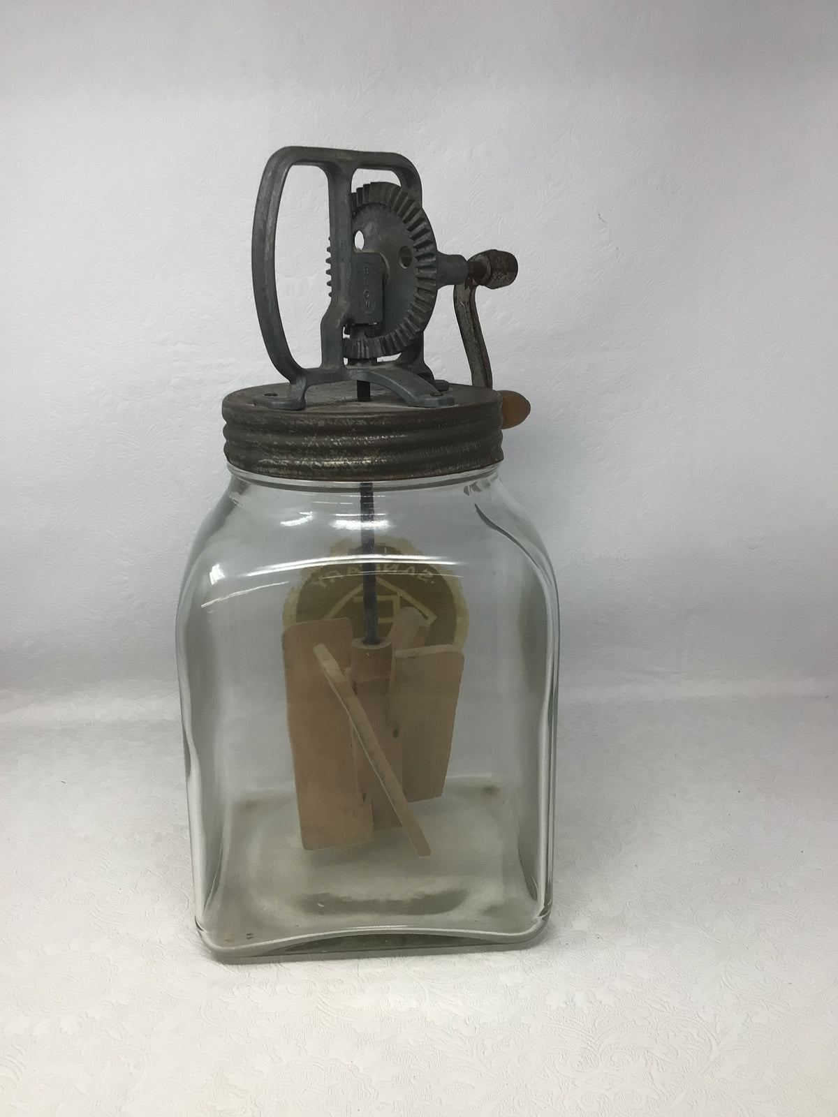 Vintage Glass Hand-crank Butter Churn