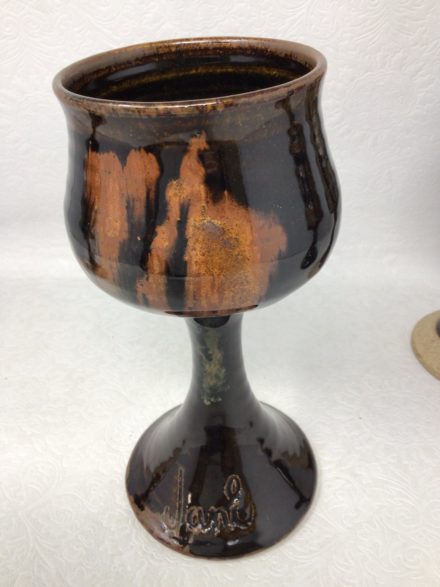 Set of 4 Handmade Pottery Wine Goblets