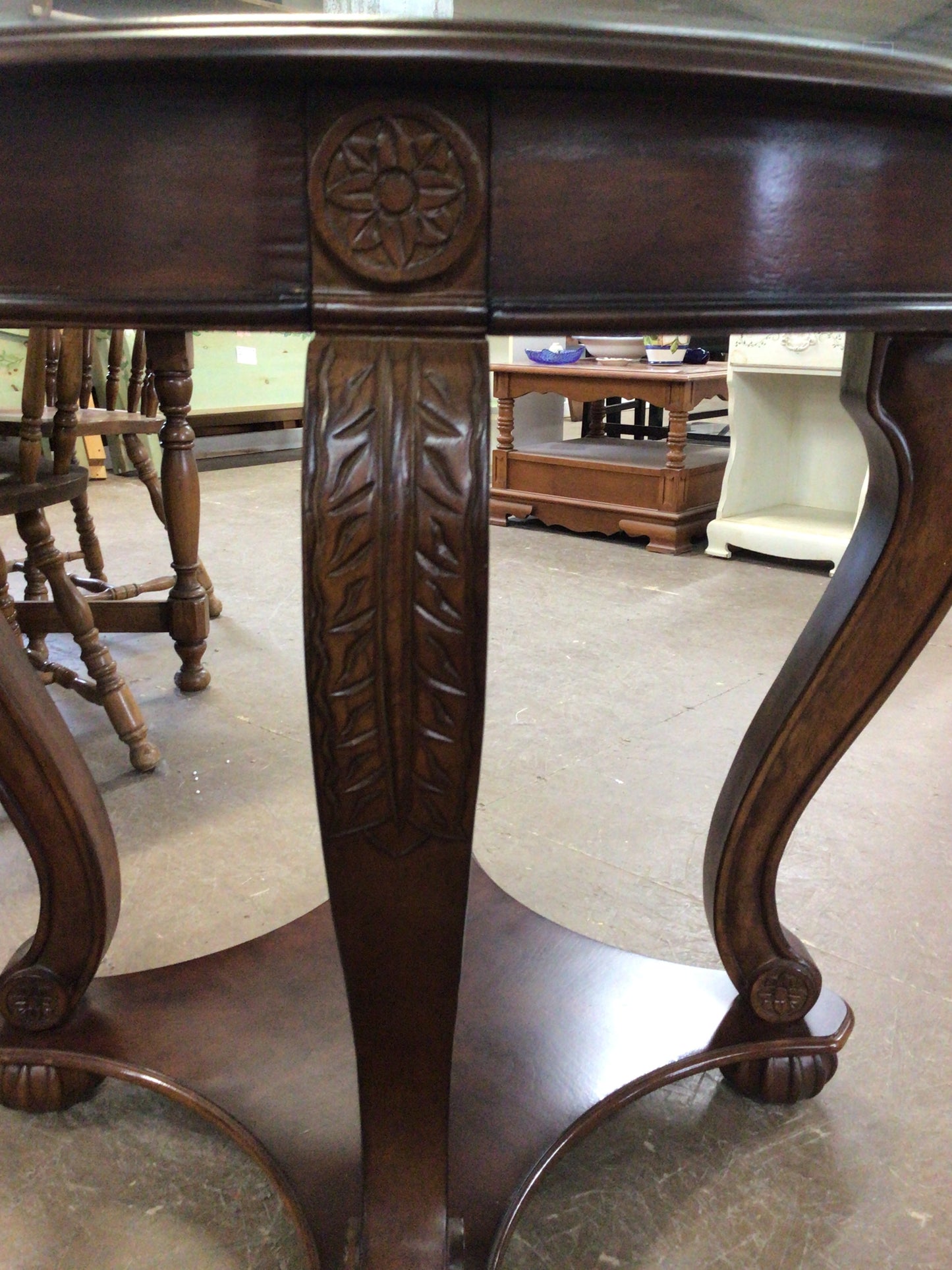 Ornate Round Glass Top Table