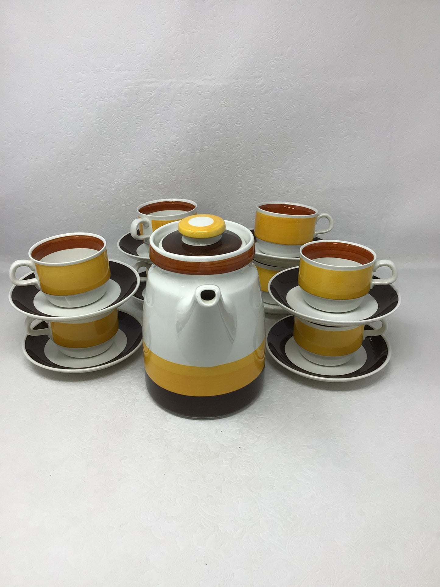 Rorstrand Fokus Coffee/Teapot With 8 Cups & Saucers