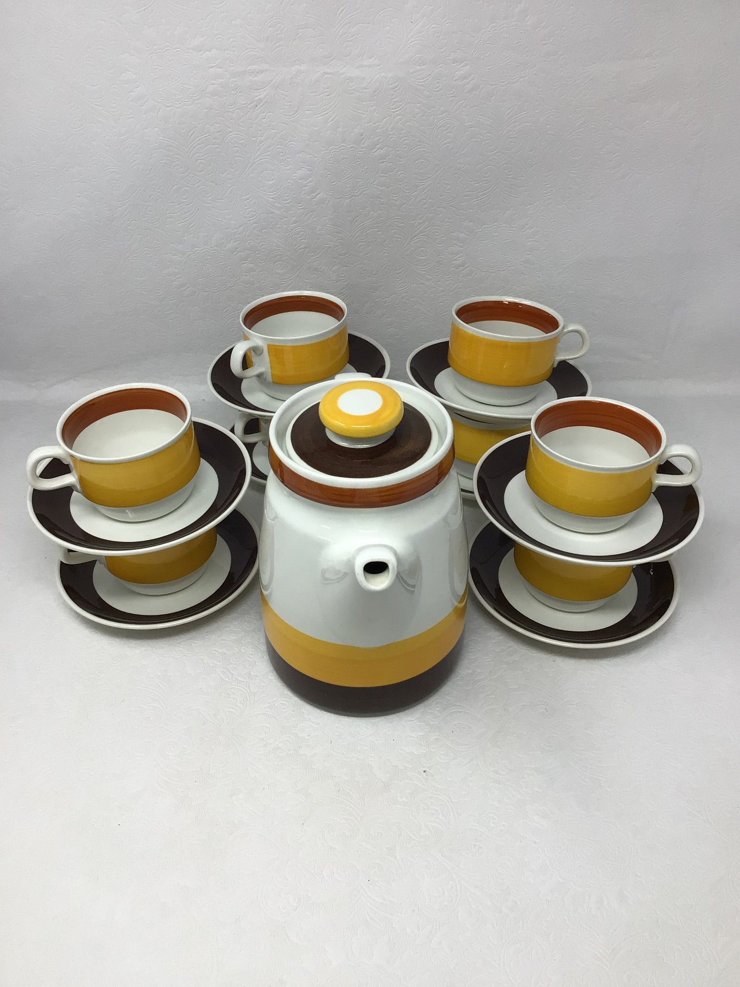 Rorstrand Fokus Coffee/Teapot With 8 Cups & Saucers