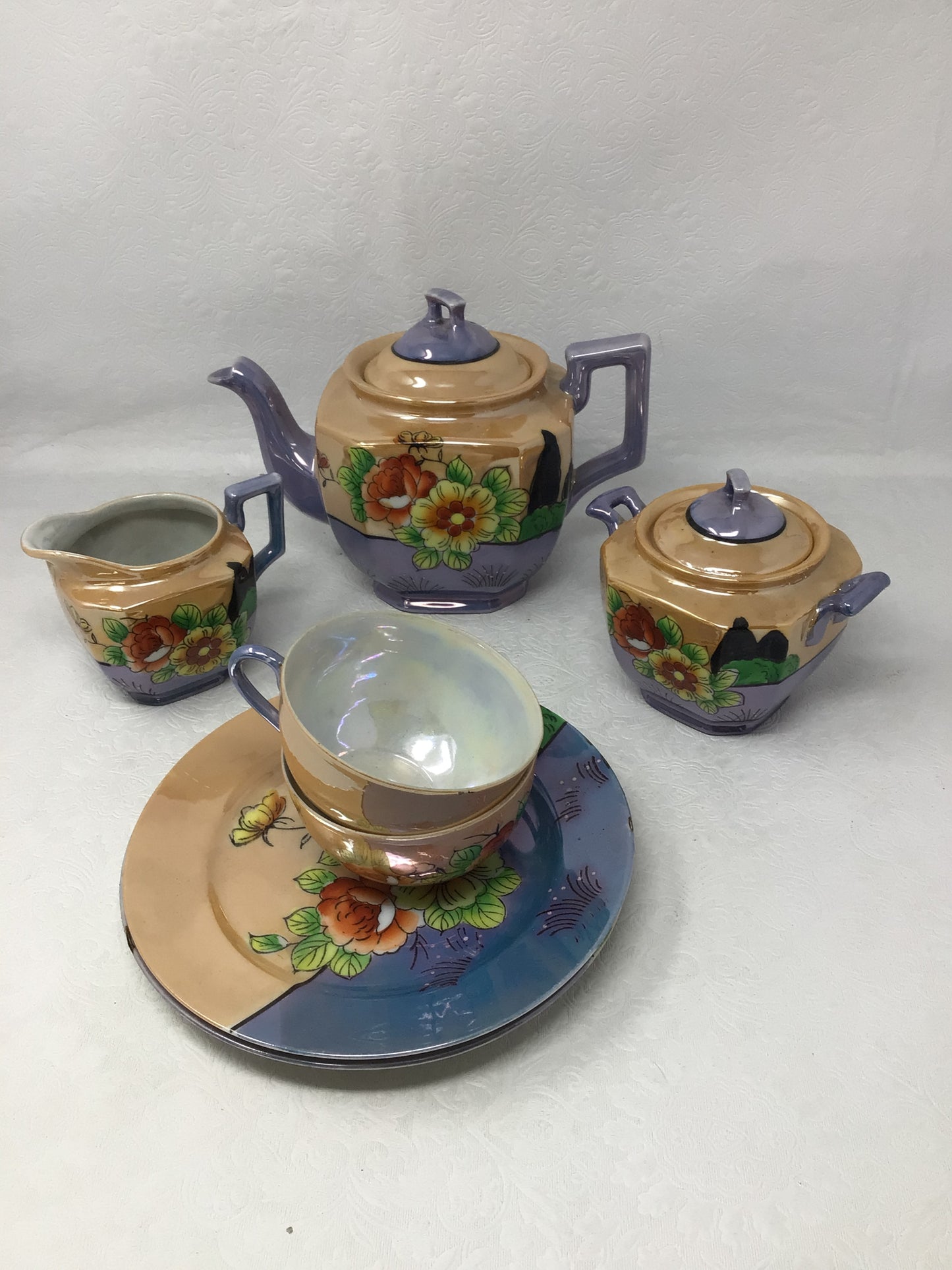 Vintage Japanese Lustreware 7 Piece Tea Set