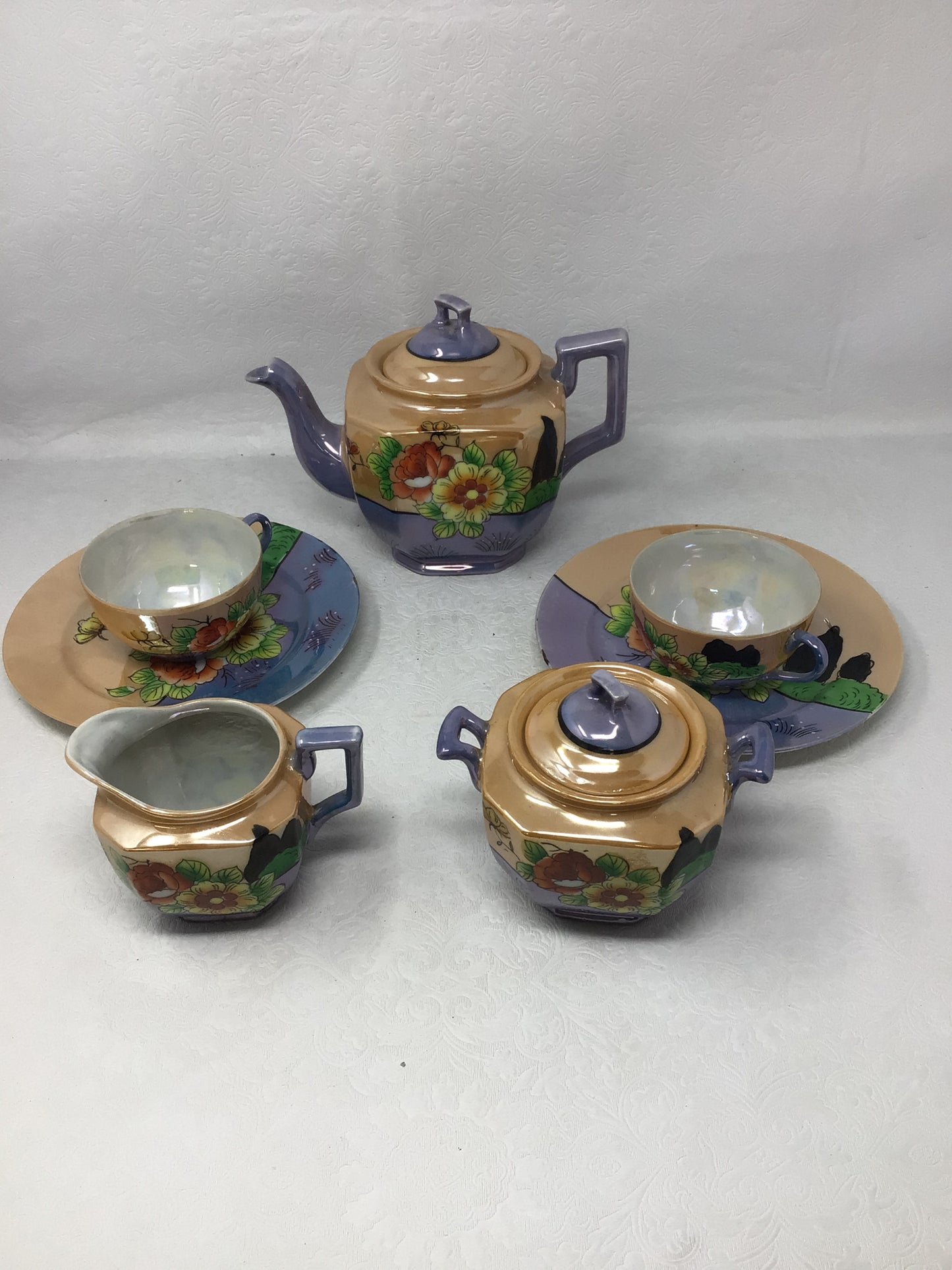 Vintage Japanese Lustreware 7 Piece Tea Set