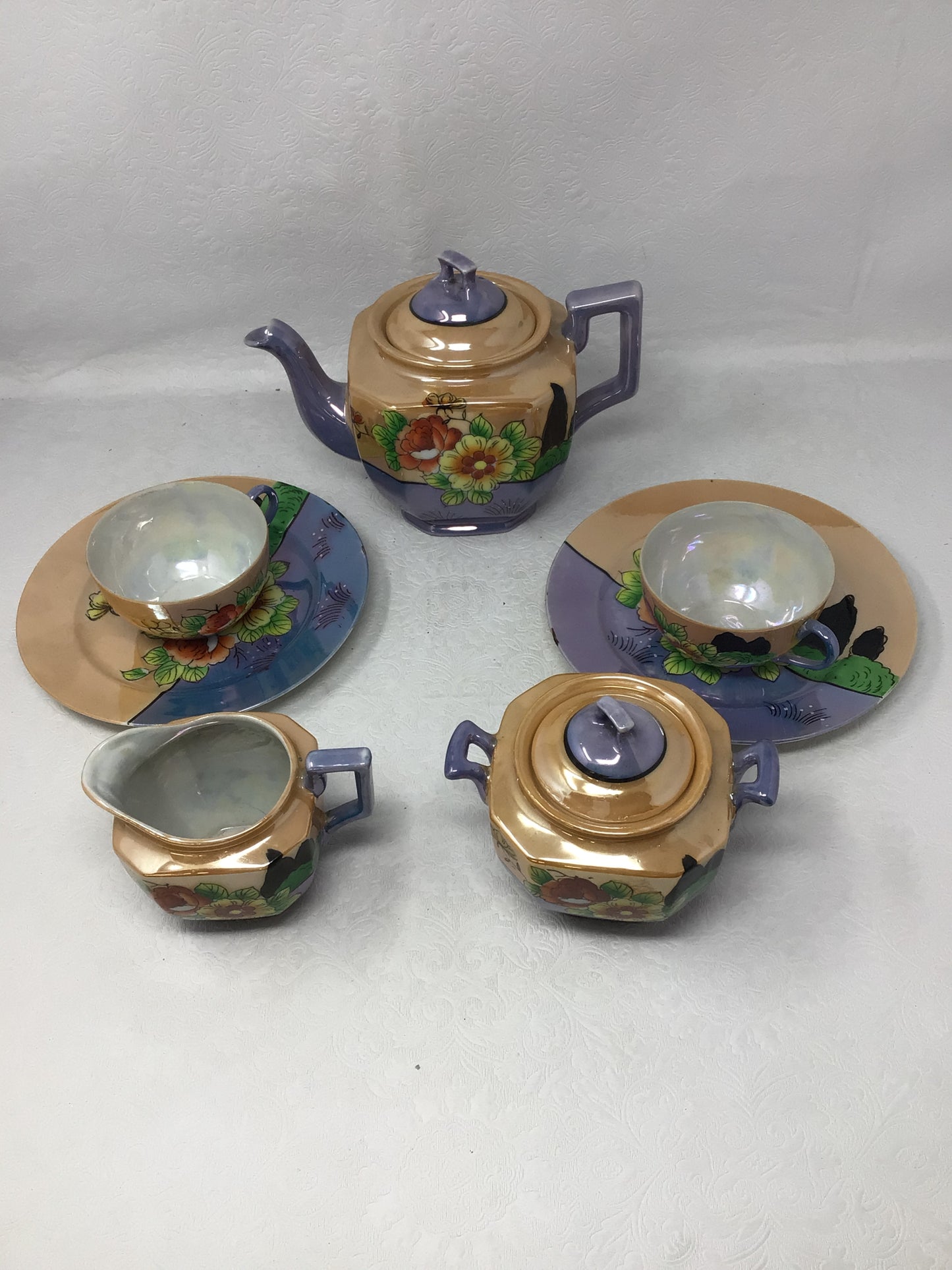 Vintage Japanese Lustreware 7 Piece Tea Set