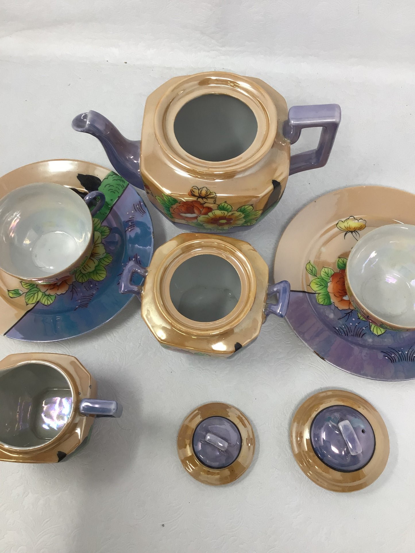Vintage Japanese Lustreware 7 Piece Tea Set