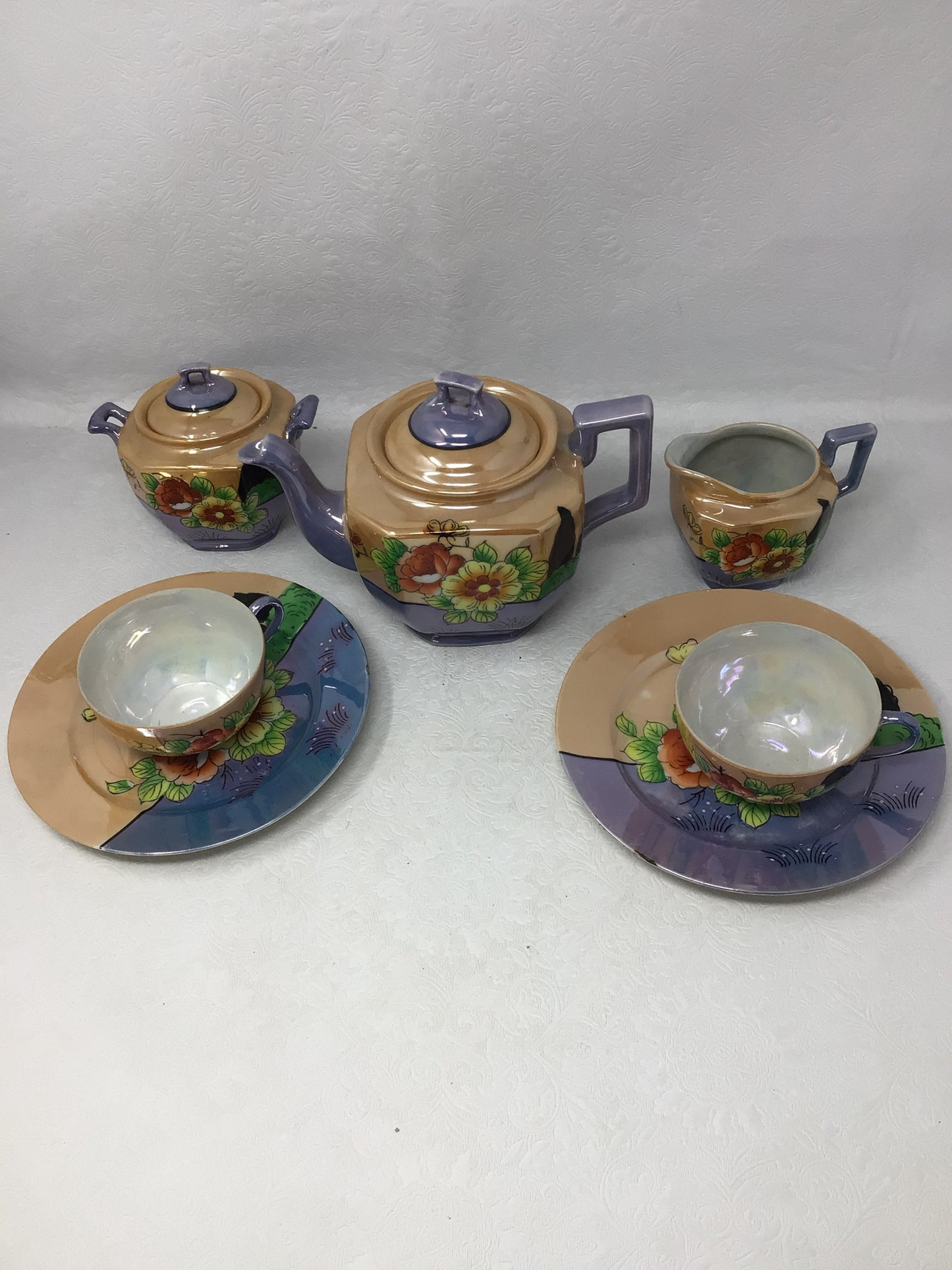 Vintage Japanese Lustreware 7 Piece Tea Set