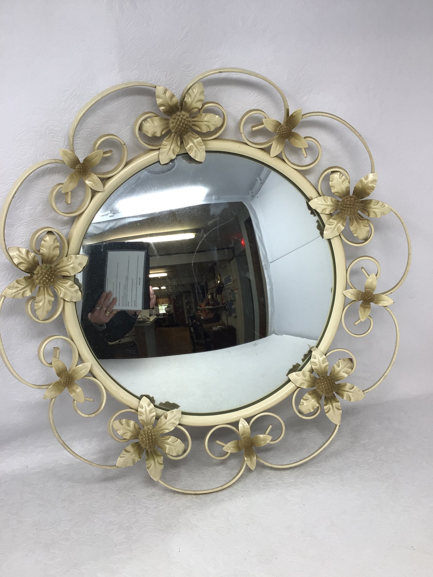 Vintage Sunburst Metal Floral Mirror