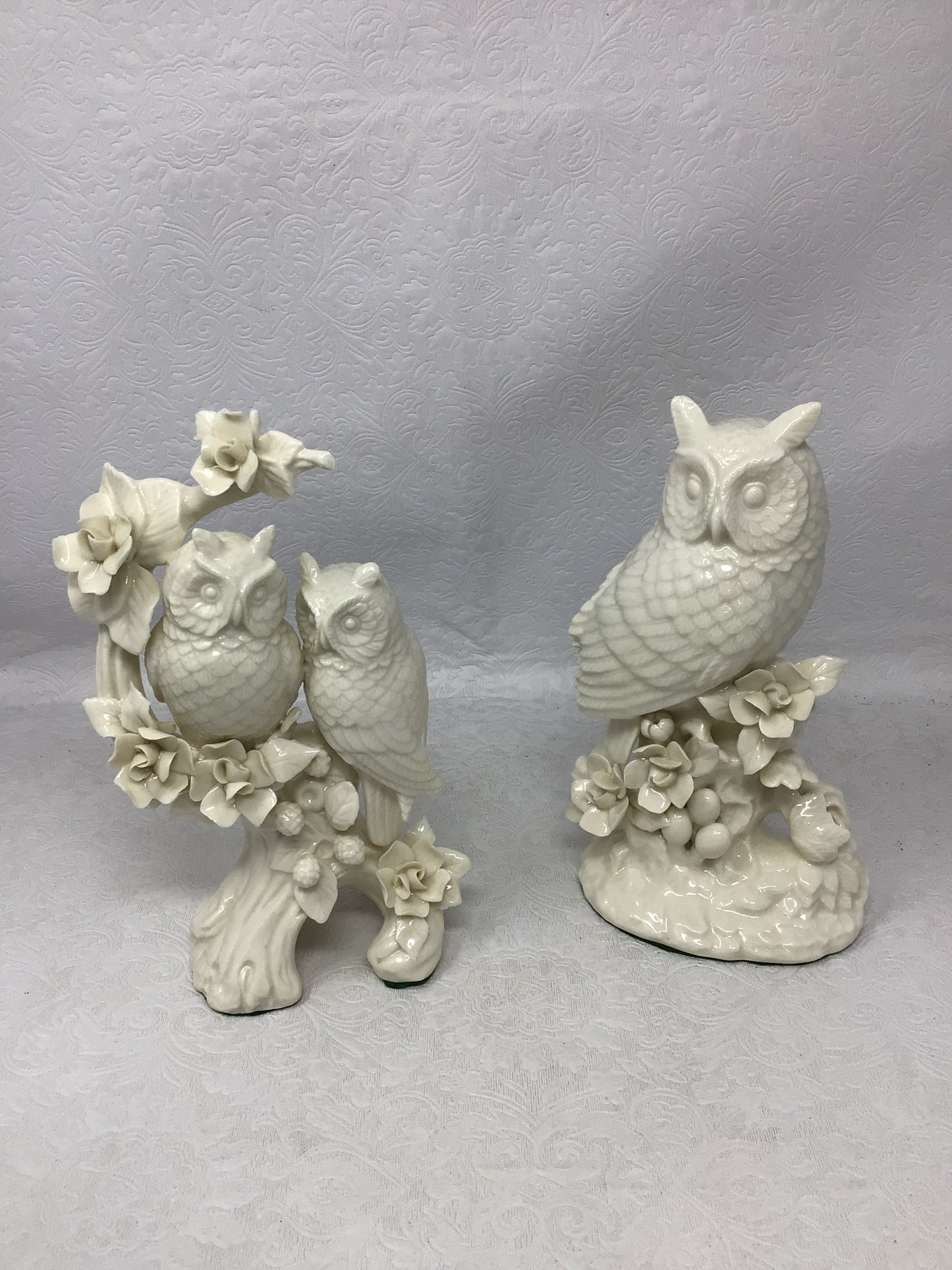 Set of 2 Porcelain Owl Figures