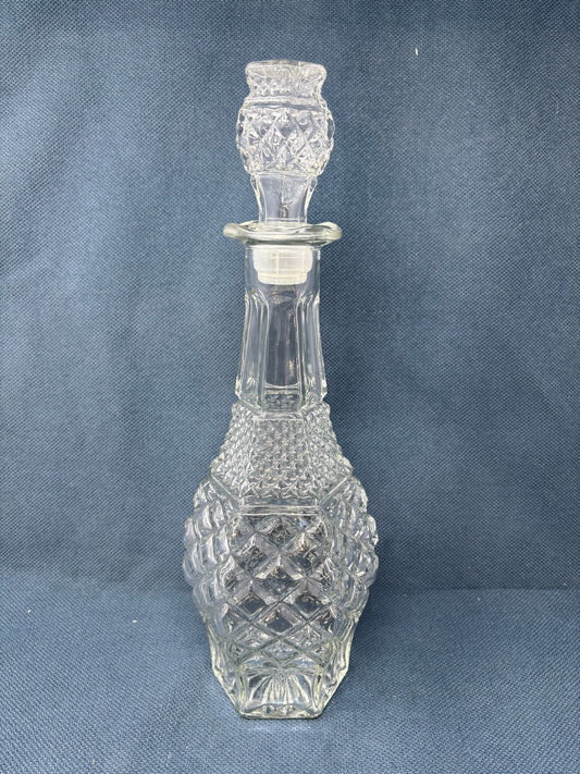 Vintage Anchor Hocking Wexford Embossed Glass Decanter With Stopper