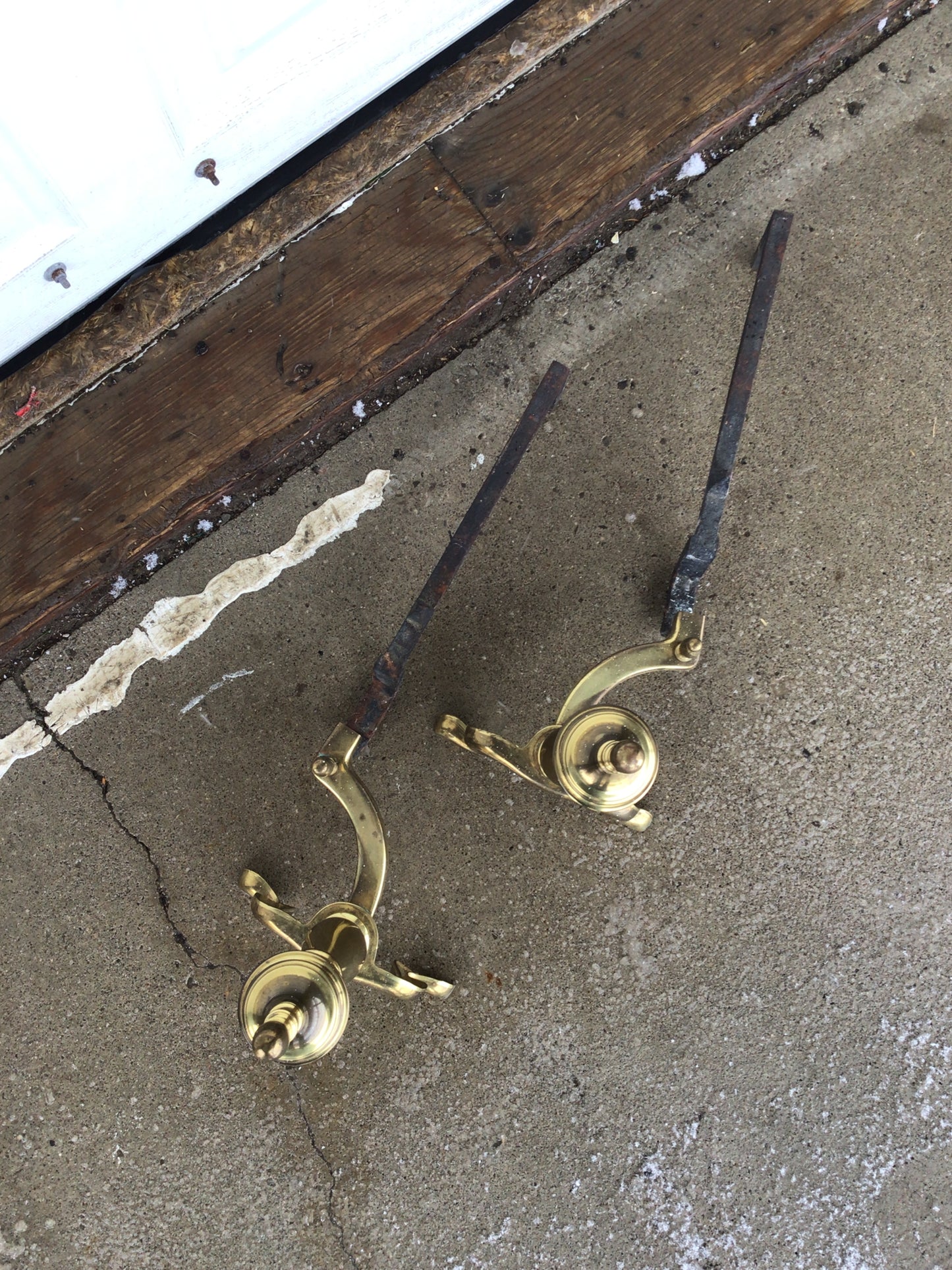Antique Brass Fireplace Andirons