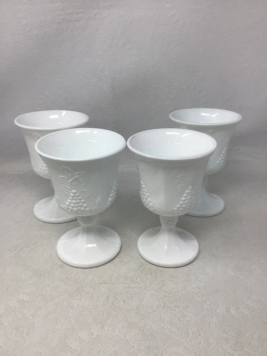 Set of 4 Vintage Milk Glass Goblets