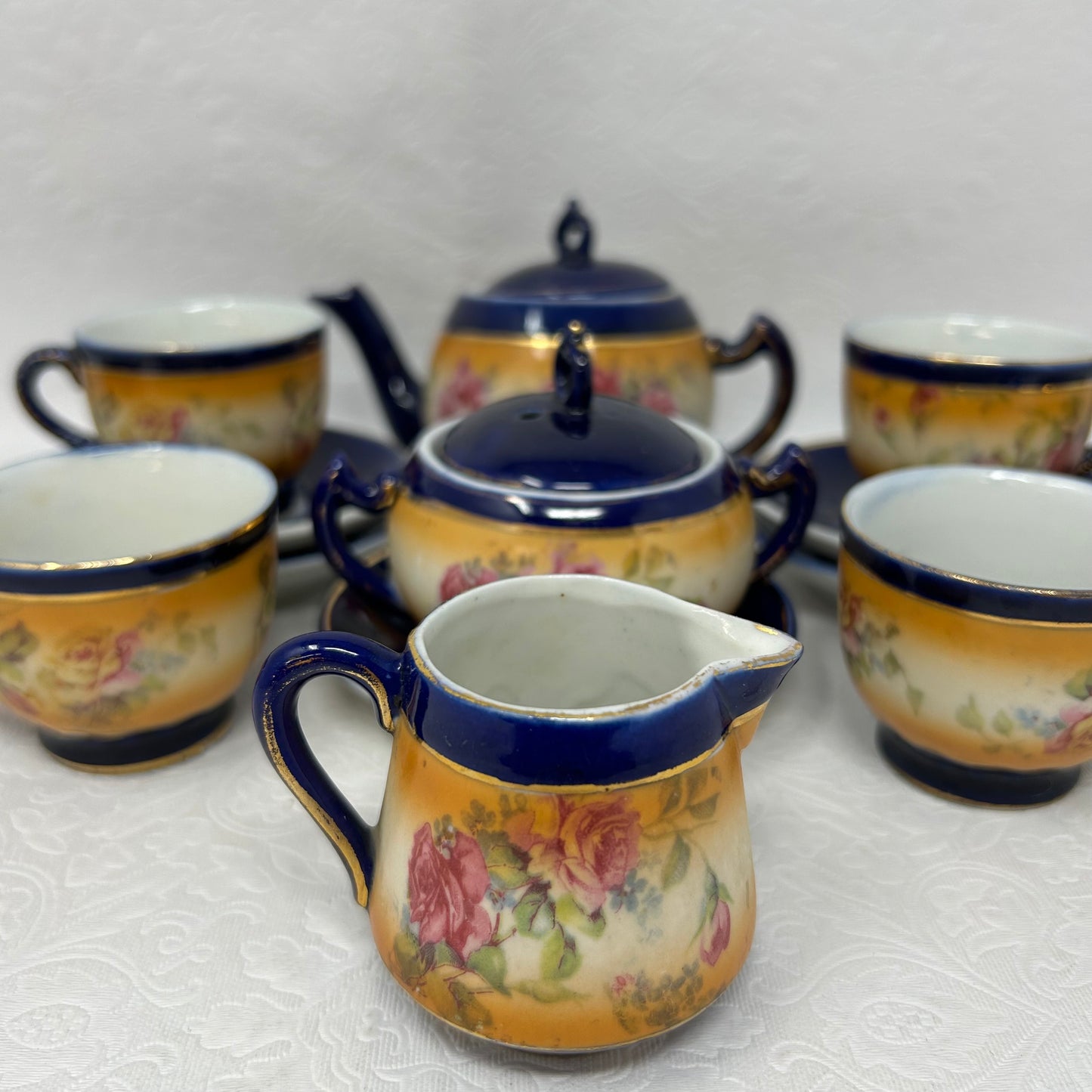 Vintage Multicolour Floral Tea Set of 14