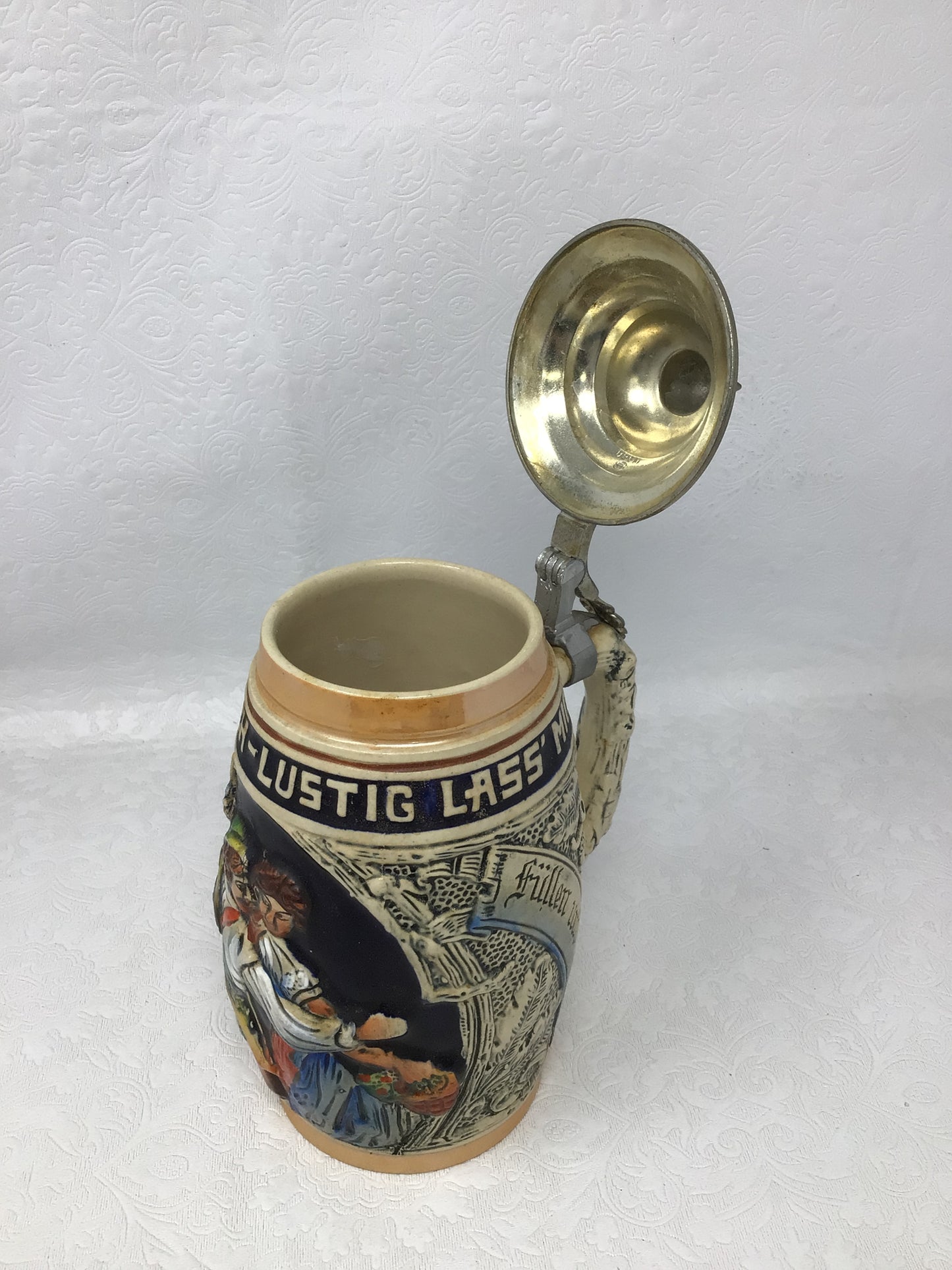 Vintage German Pewter Lidded Beer Stein