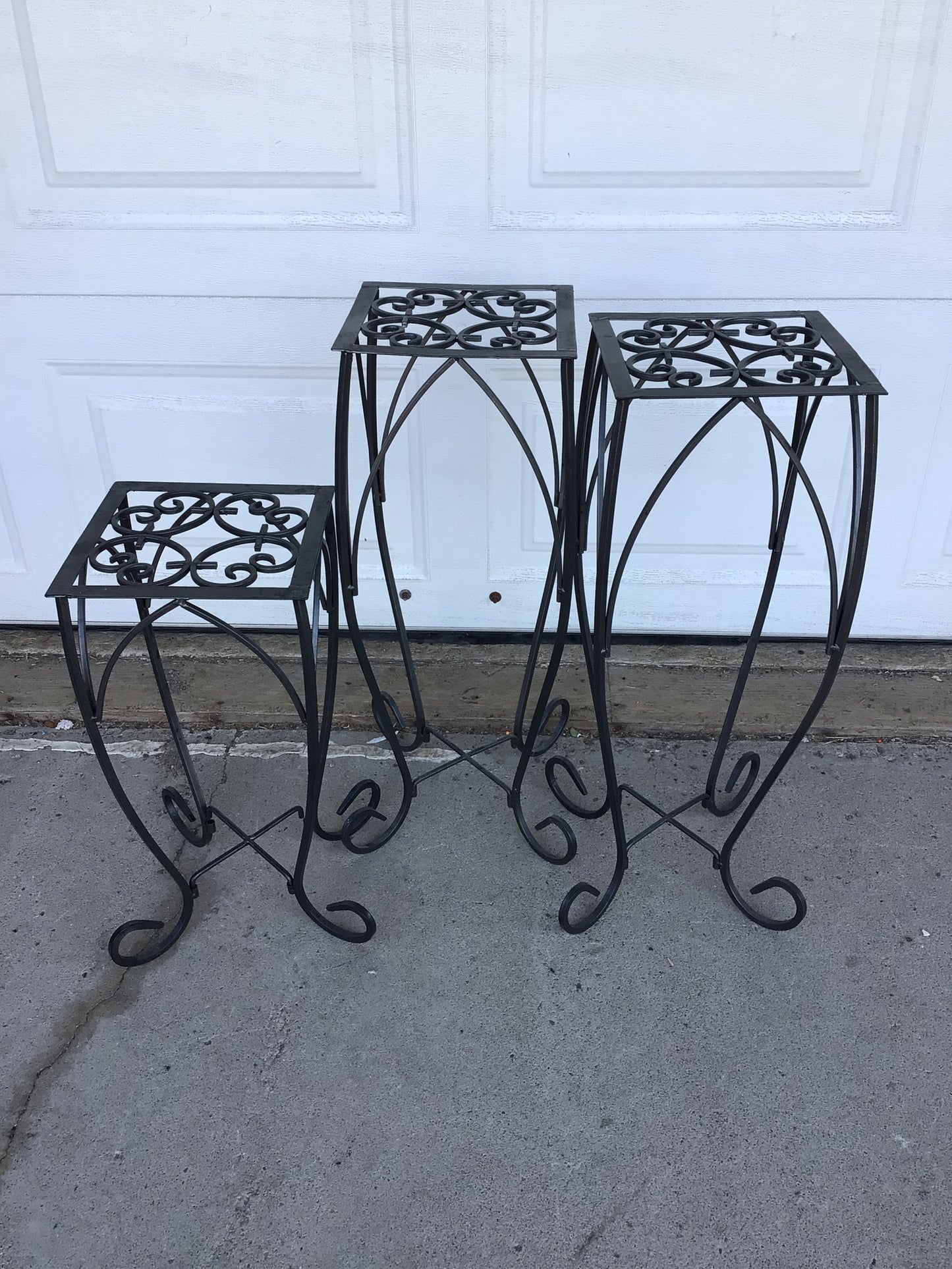 Set of 3 Wrought Iron Plant Stands