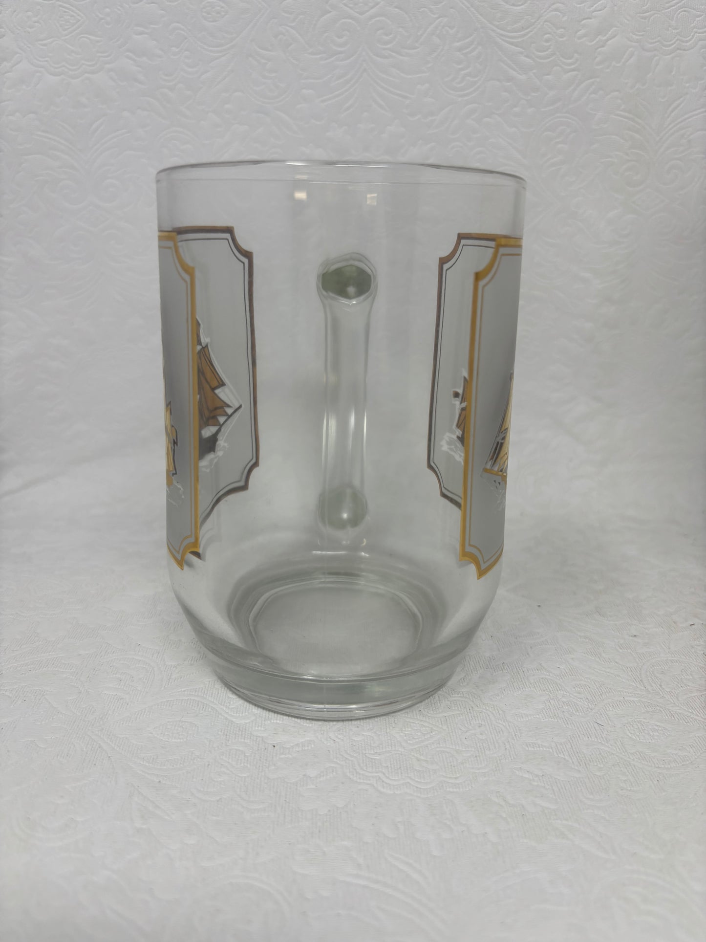 Vintage Luminarc Nautical Gold Ship Beer Stein