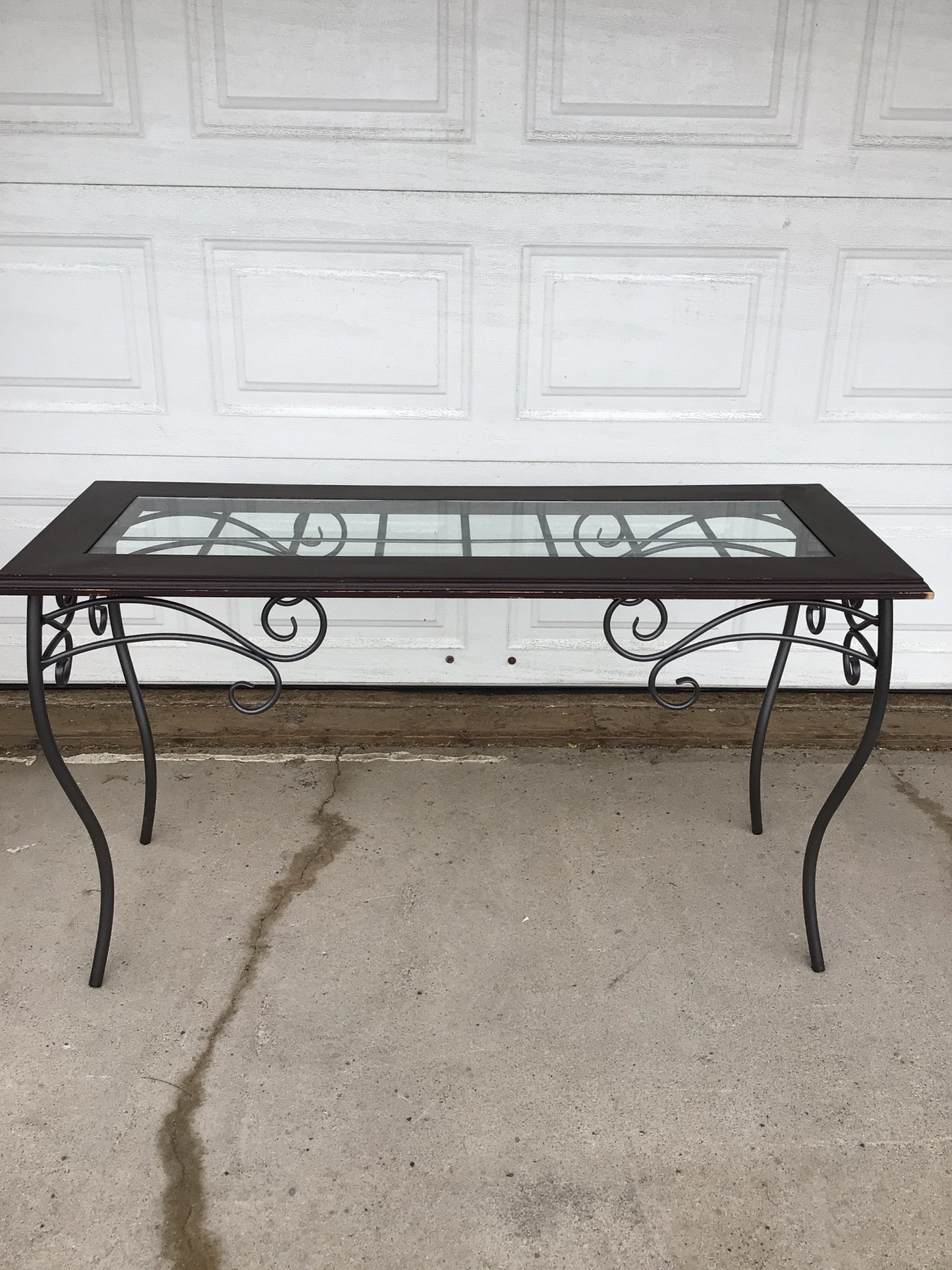 Wrought Iron and Glass Hallway Table