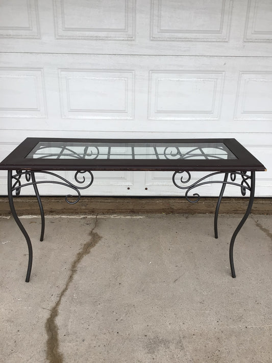 Wrought Iron and Glass Hallway Table