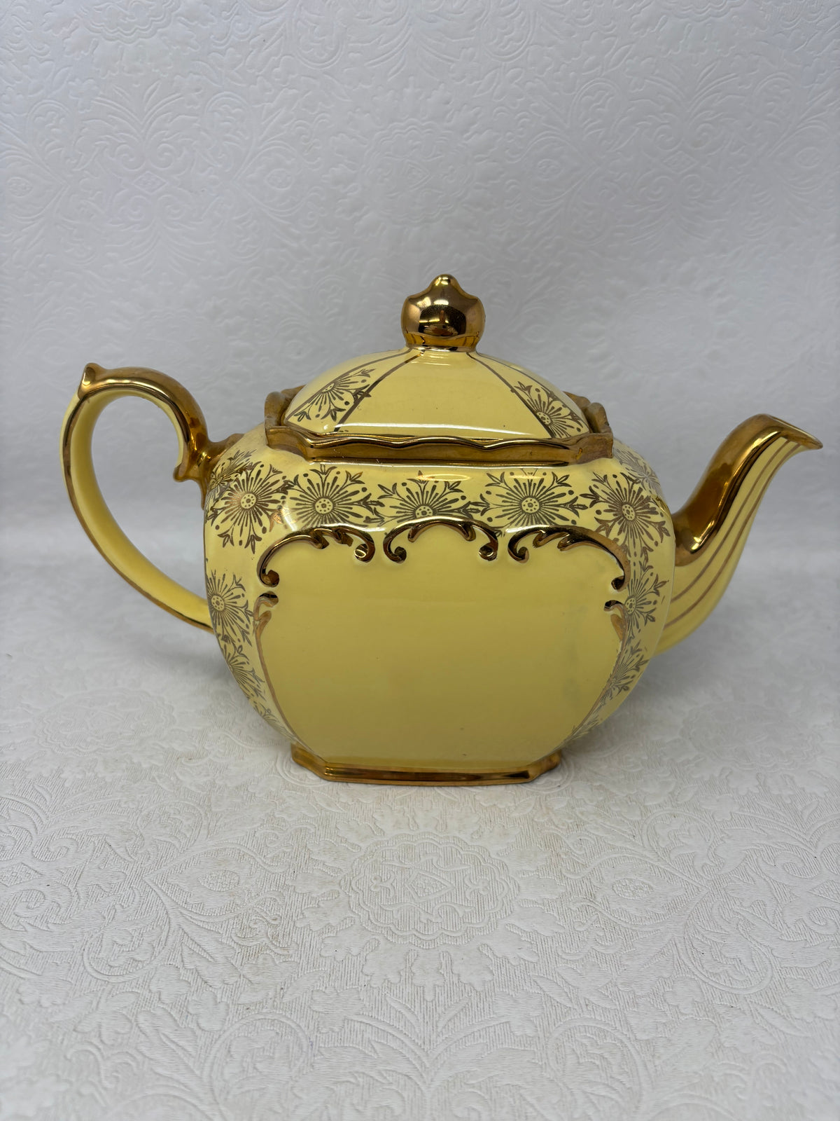 Vintage Sadler Yellow Cube Teapot