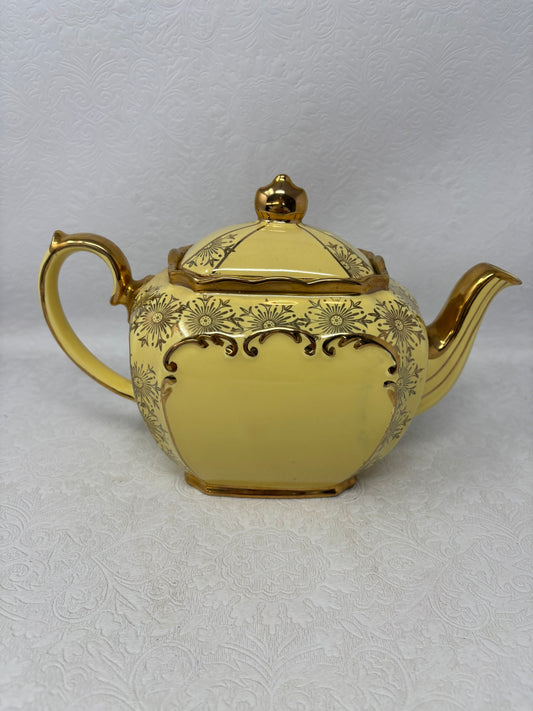 Vintage Sadler Yellow Cube Teapot