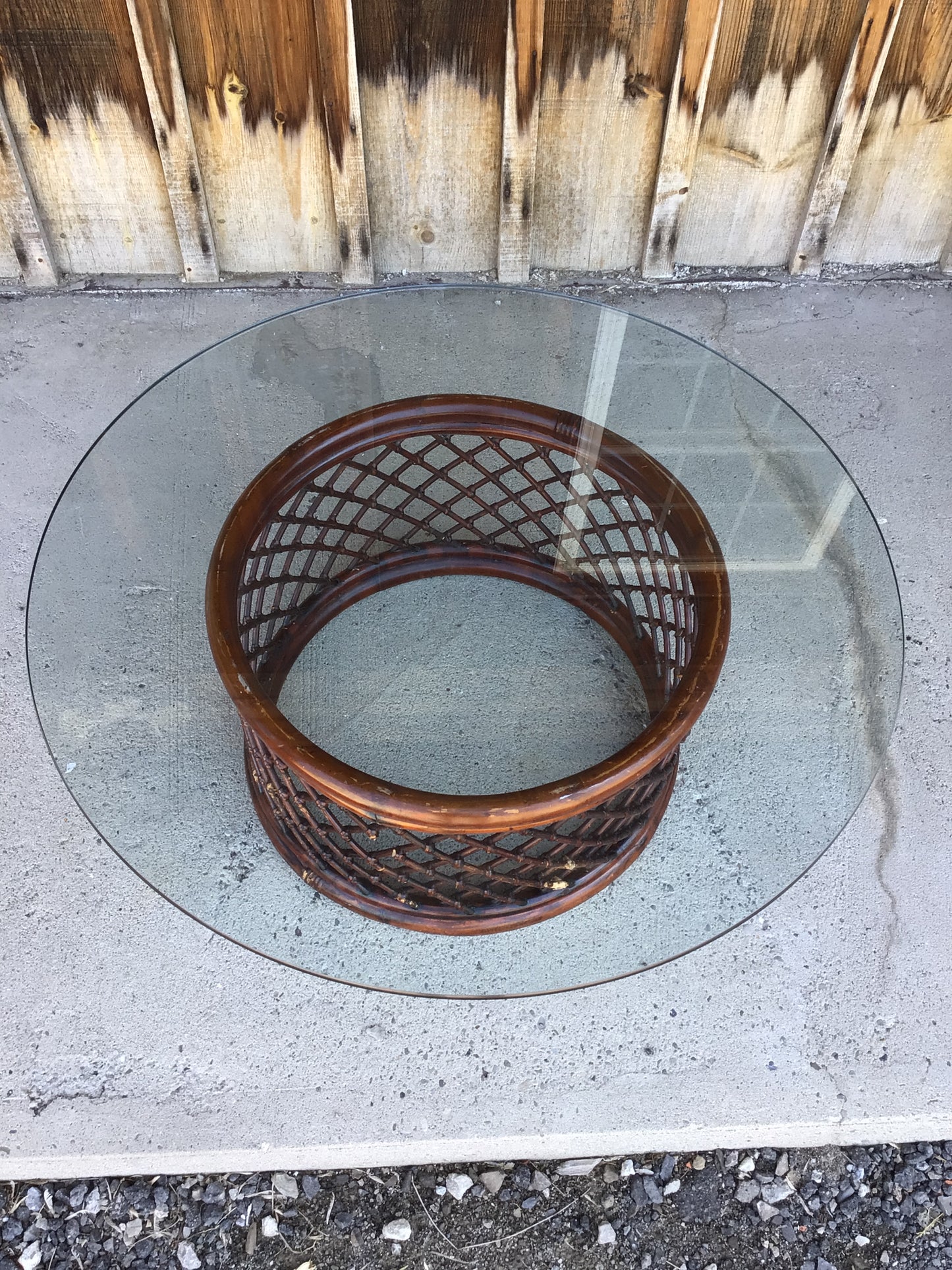 Circular Glass Top Rattan Coffee Table
