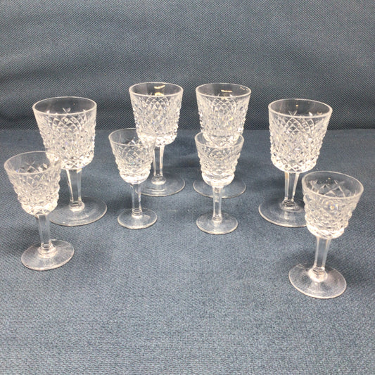 Waterford Crystal “Alana” Pattern Port and Sherry Glasses, Set of 8
