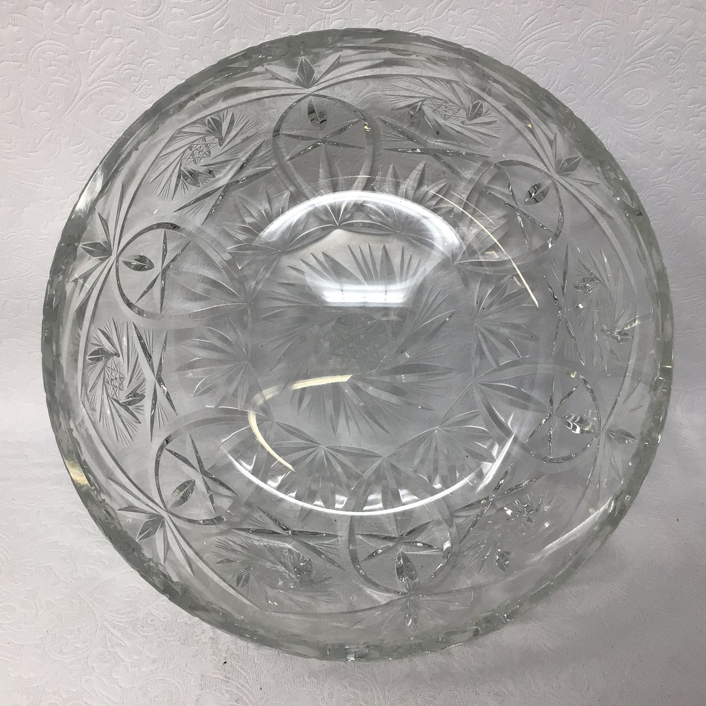 Vintage Galway Irish Heavy Hand Cut Pinwheel Crystal Bowl