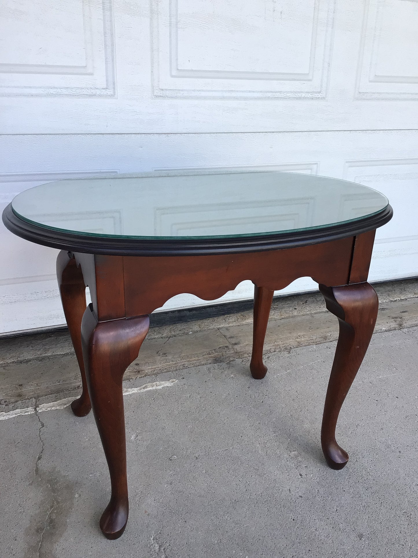 Oval Side Table with Glass Top