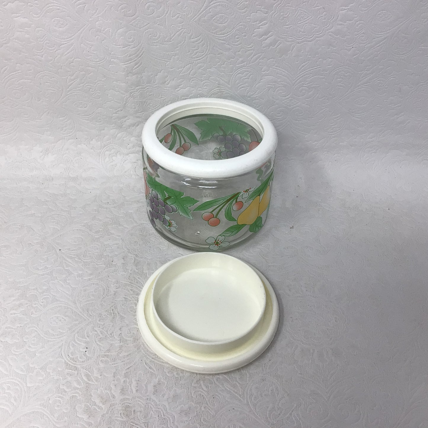 Vintage KIG Indonesia Fruit Pattern Glass Jars