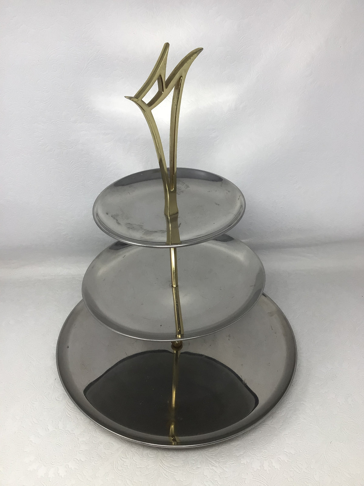 Three-tier Silver-coloured Tray