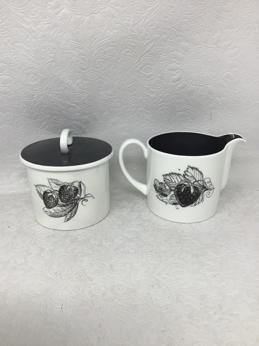 Susie Cooper "Black Fruit" Creamer and Sugar