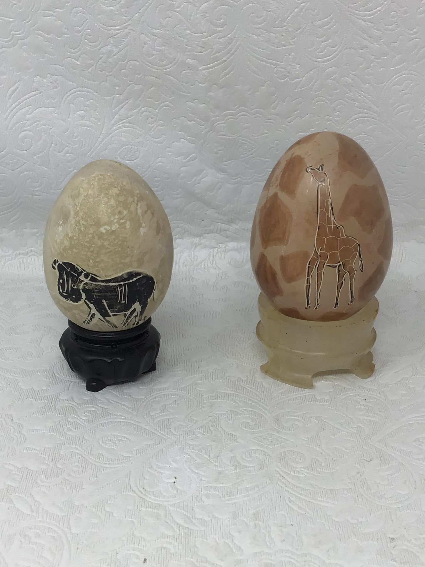 Set of 2 Decorative Stone Eggs