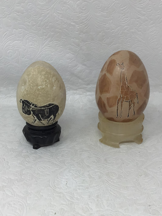 Set of 2 Decorative Stone Eggs