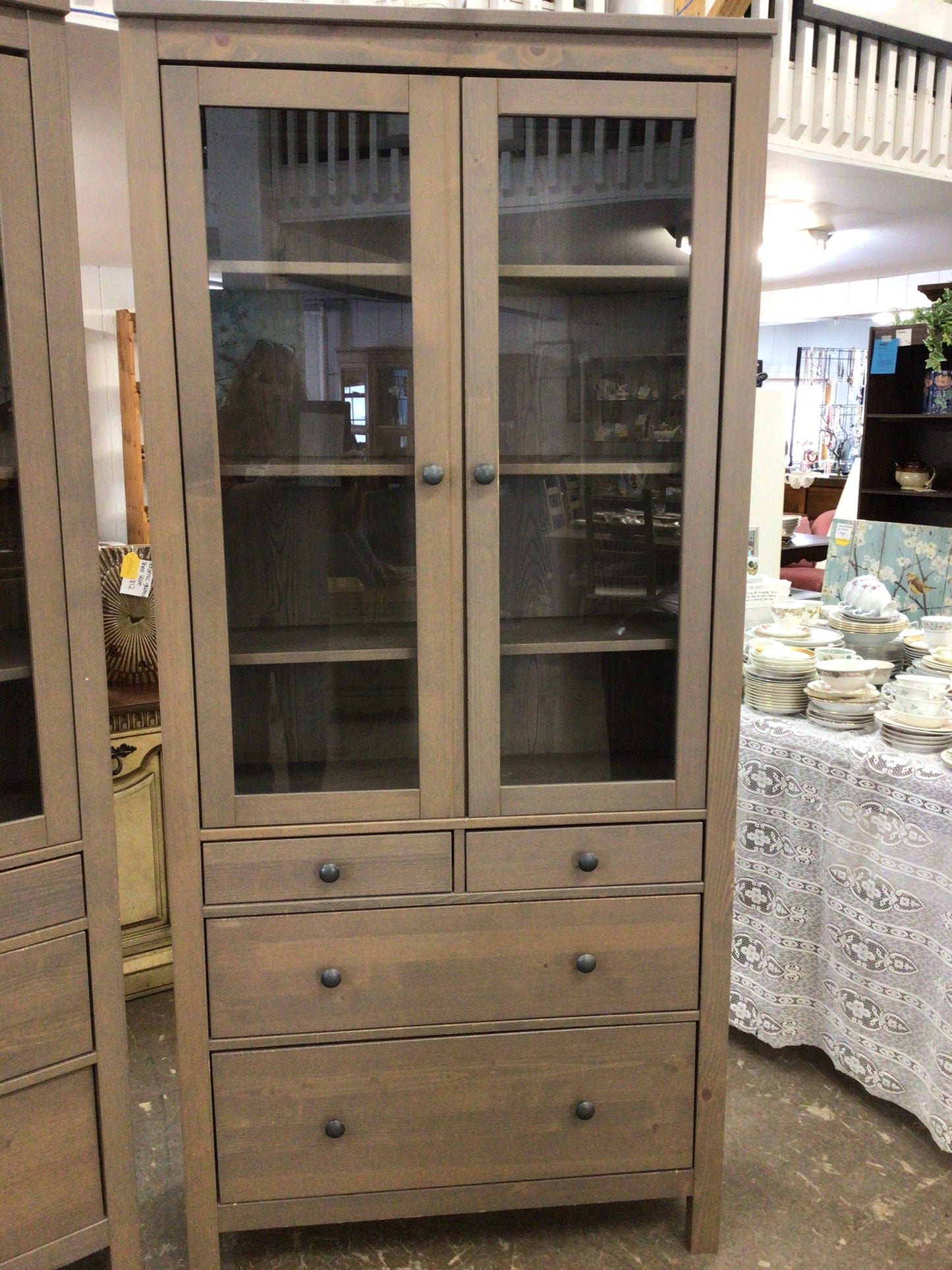 IKEA Hemnes Glass-Door Cabinet with Light