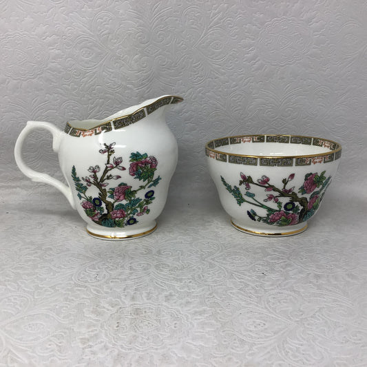 Vintage Indian Tree Design Creamer and Sugar Dish