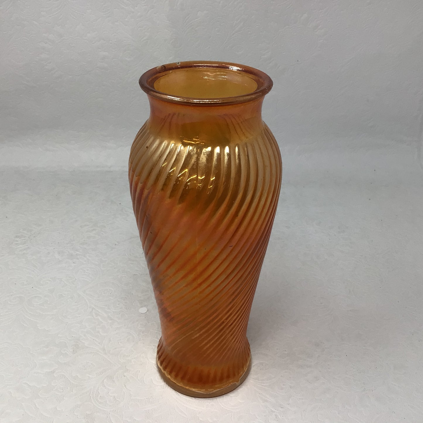 Marigold Iridescent Carnival Swirl Glass Vase