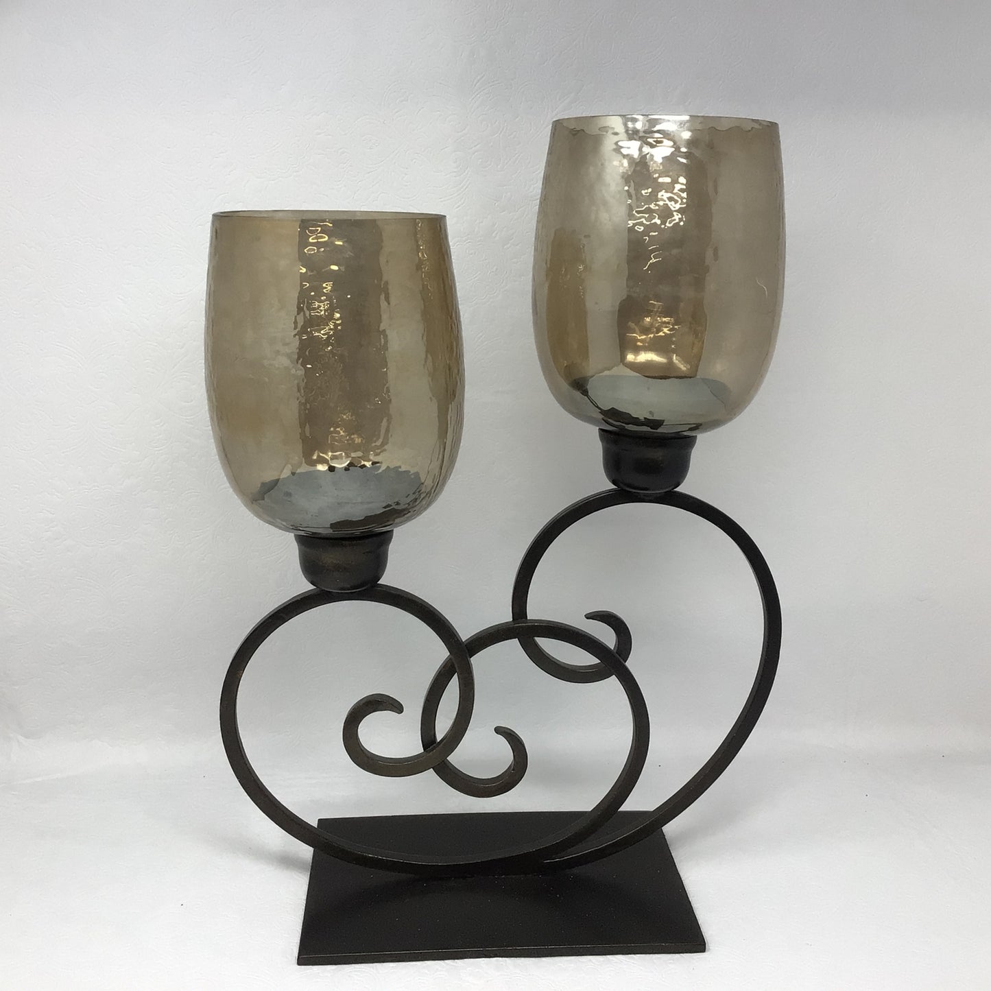 Metal and Glass Dual Candle Holder