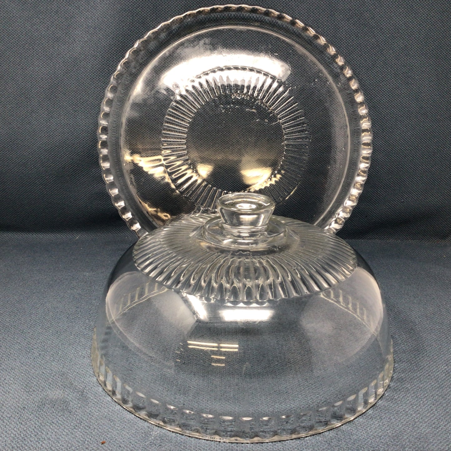 Vintage Large Glass Cake Plate with Dome