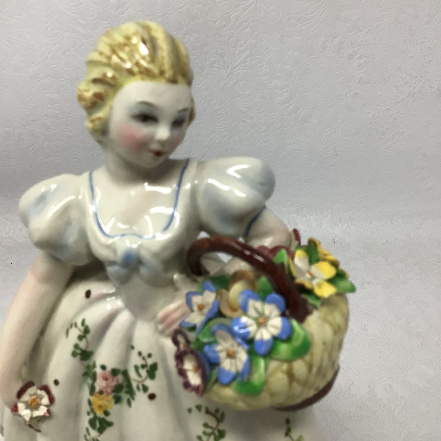 Italian Figurine Girl with Flower Basket
