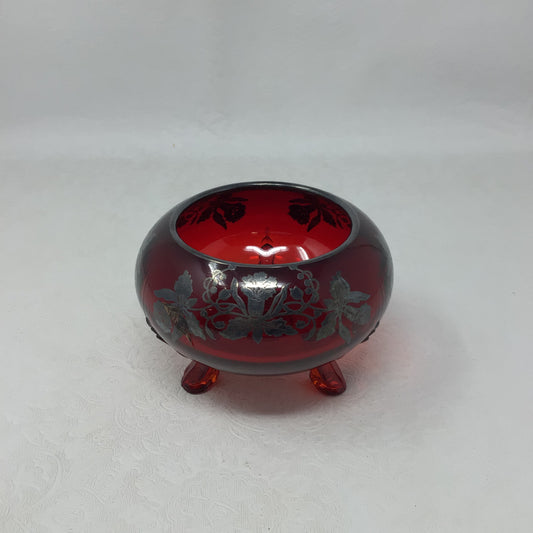 Vintage Ruby Red Footed Bowl