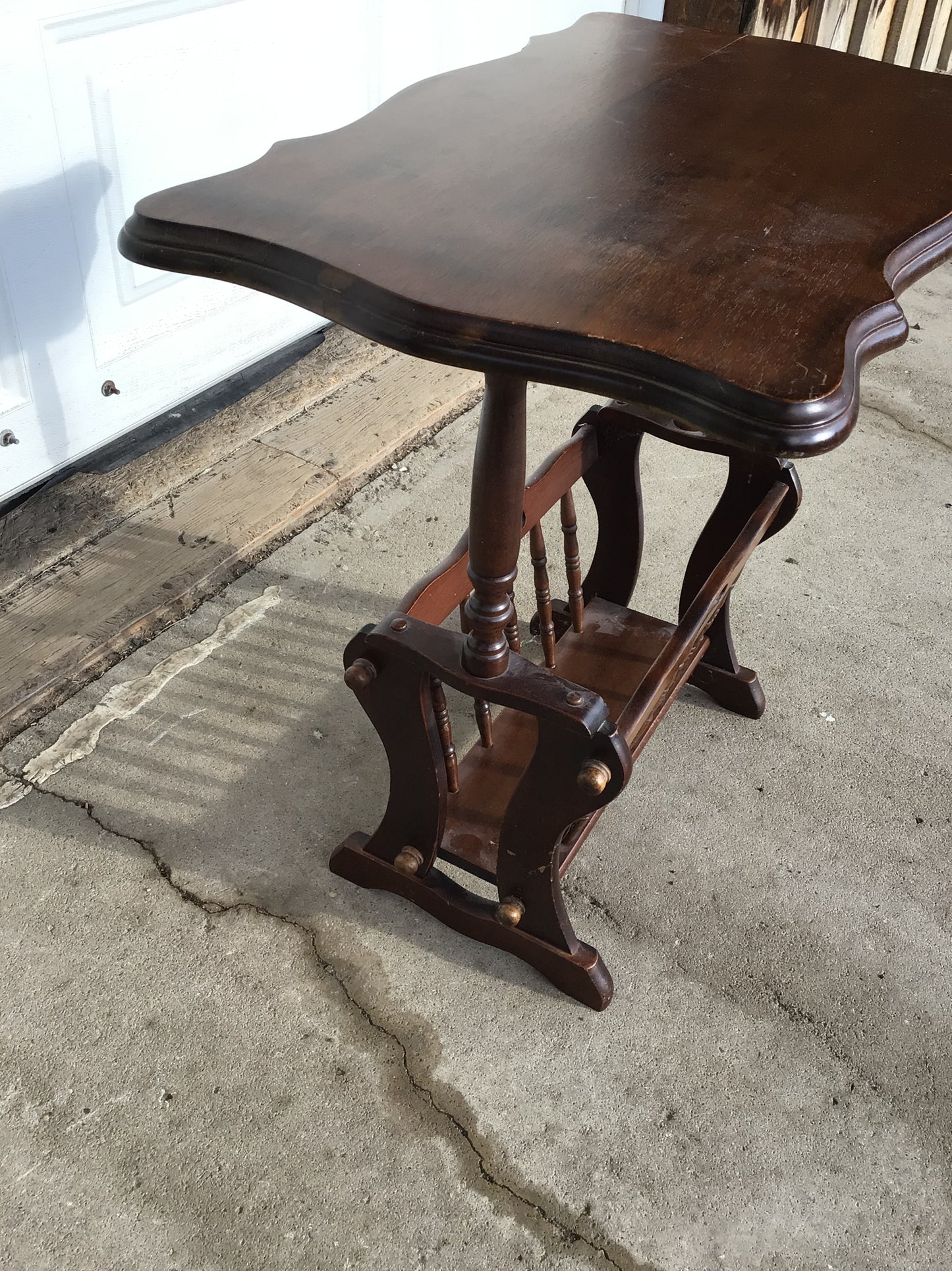 Vintage Wooden Magazine Rack Side Table