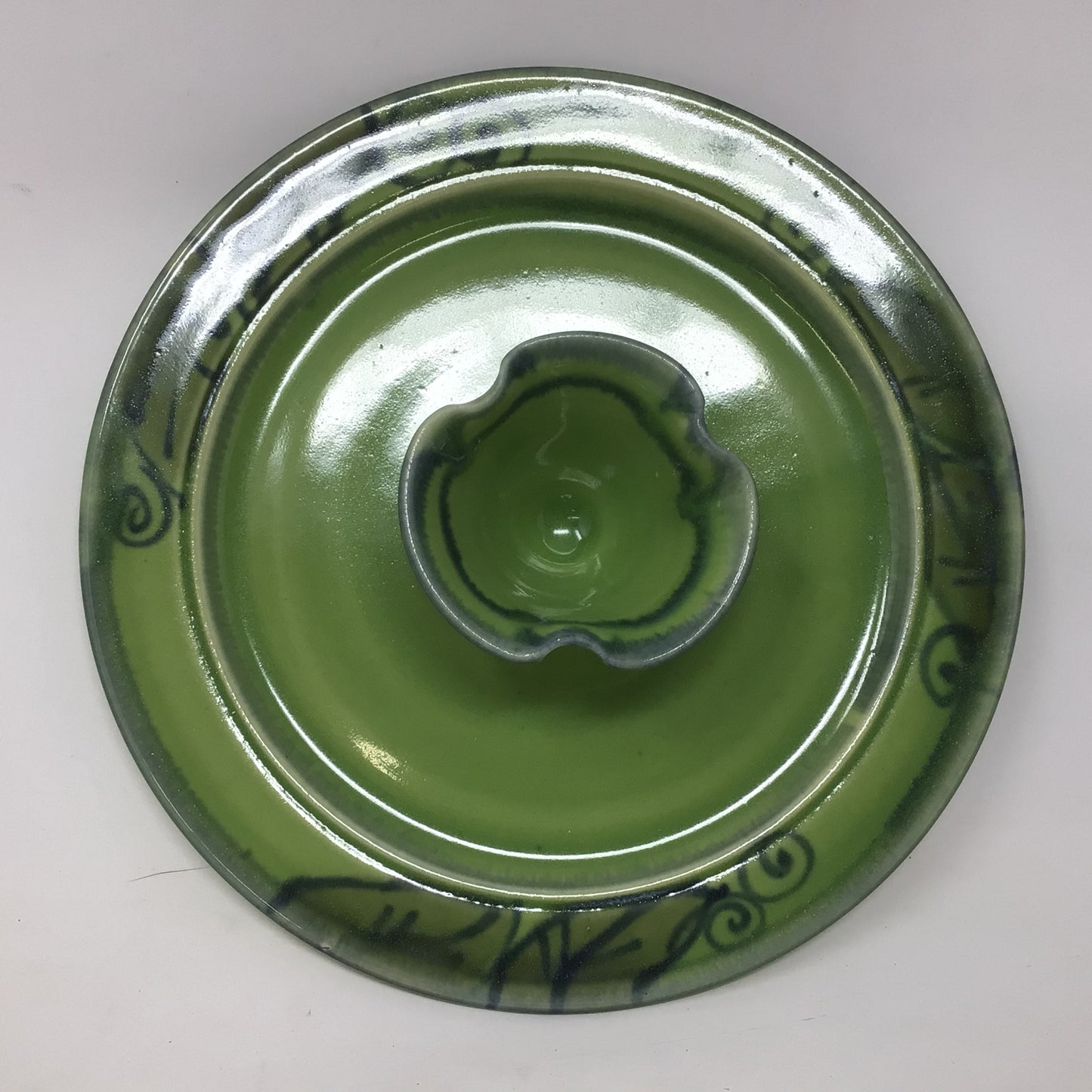 Green Pottery Dip Plate