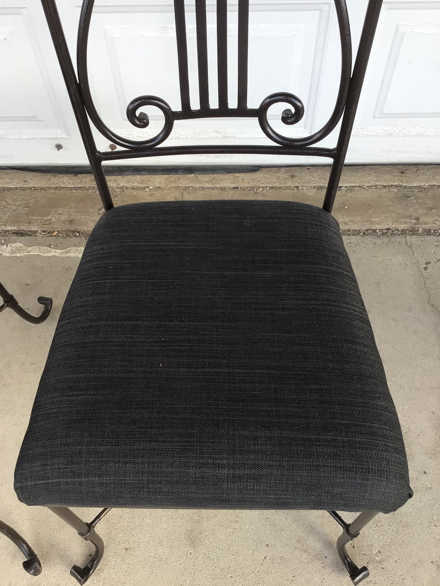 Set of Two Wrought Iron Upholstered Chairs