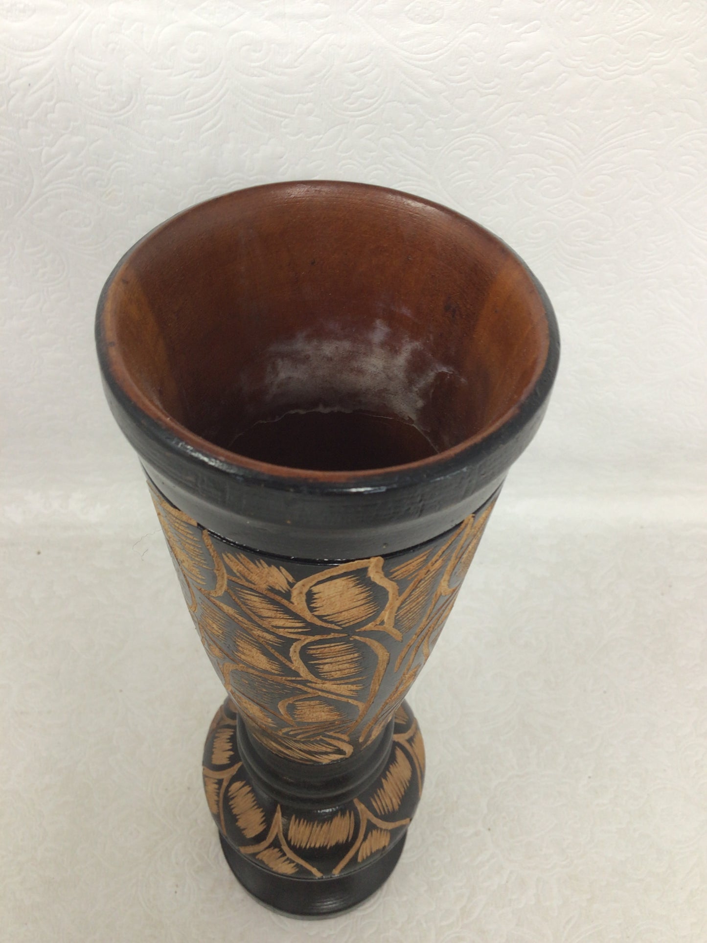 Vintage Hand-Carved Wooden Vase