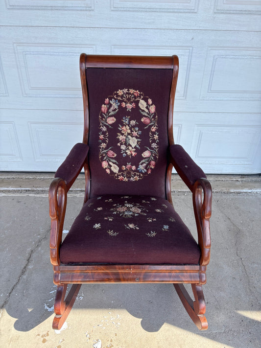 Antique Needlepoint Rocking Chair