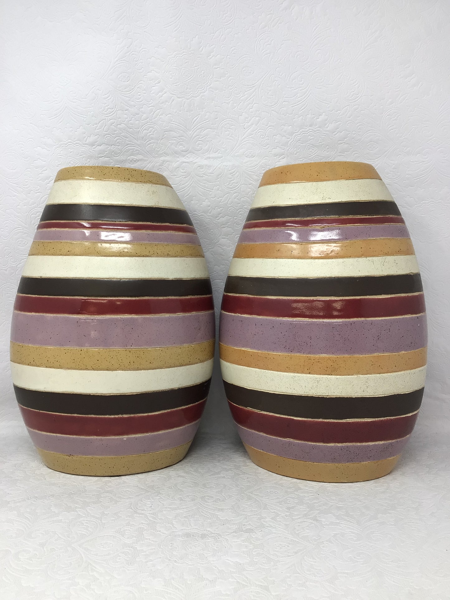 Set of Two Marks & Spencer Striped Ceramic Vases