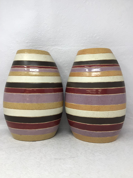 Set of Two Marks & Spencer Striped Ceramic Vases