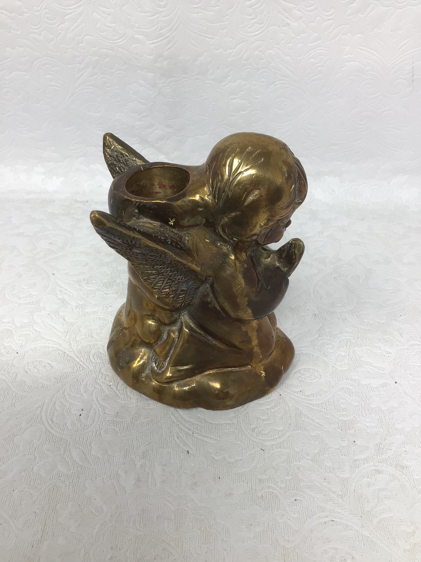 Set of 2 Brass Angel Taper Candle Holders