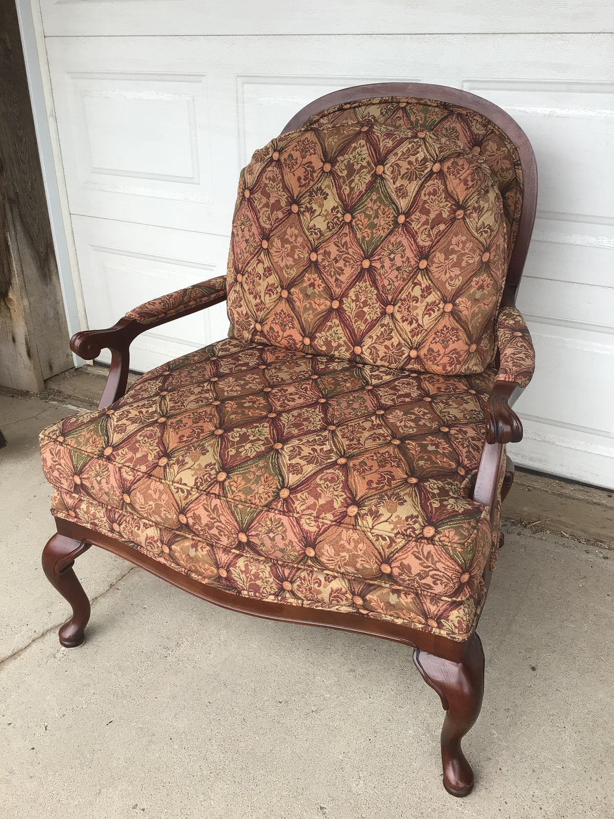 Traditional Provincial Style Upholstered Armchair