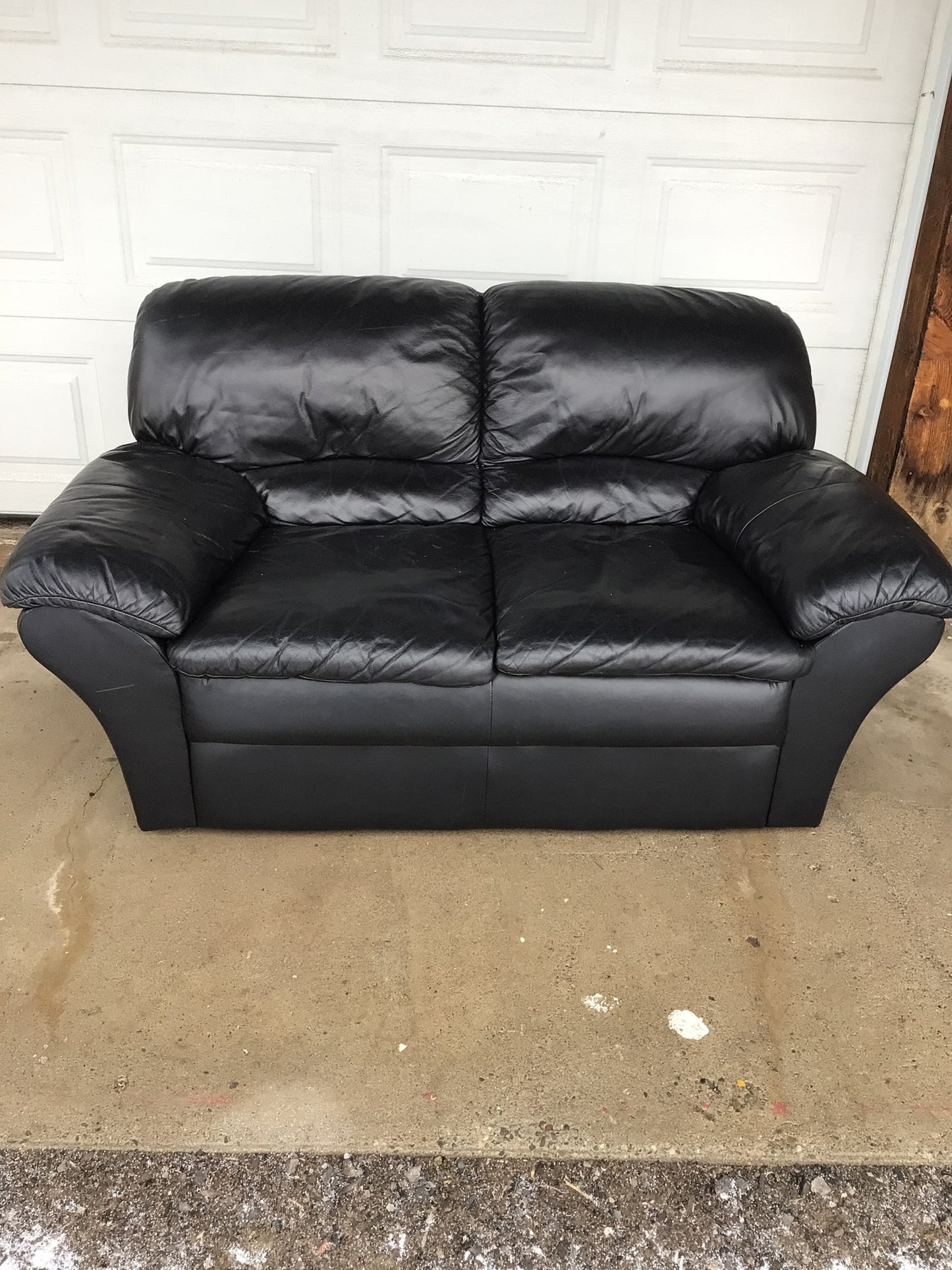 Black Faux Leather Loveseat